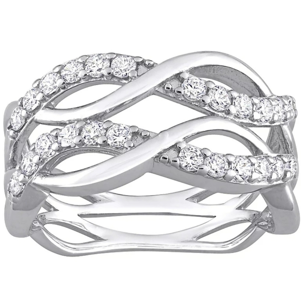 Stella Grace Sterling Silver Cubic Zirconia Crisscross Ring